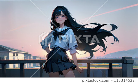 High school girl in the sunset 115314522