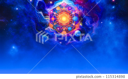 Mandala image with blue space background 115314898