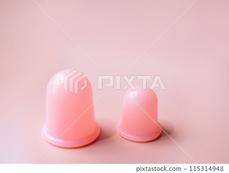 Pink silicone vacuum cups for anti-cellulite massage Pink silicone vacuum cups for anti-cellulite massage 115314948