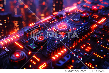 Electrical data environment electronic signage and digital circuit and processor board in futuristic technology 115315269