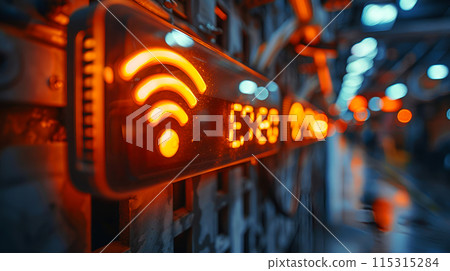 Wifi light technology firmware update connection in industry factory and futuristic city Wifi light technology firmware update connection in industry factory and futuristic city 115315284