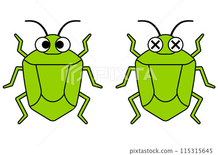 可愛的臭蟲插圖，2 種模式：正常和消滅 115315645