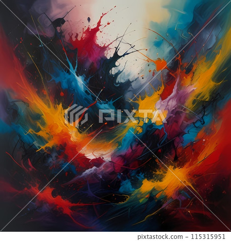 Oil paint drawing. Abstract colored background. Abstraction in the style of impressionism. Modern surrealist painting. Good as a poster for wall decor. Surreal design. 115315951