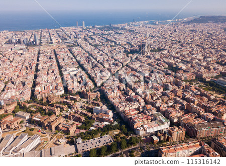 Aerial view of Barcelona districts Aerial view of Barcelona districts 115316142