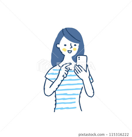 A young woman operating a smartphone 115316222