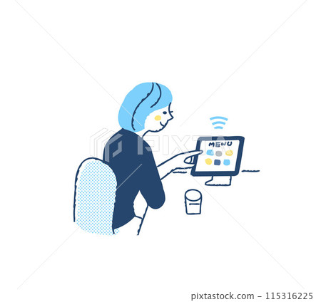 Female customer ordering food on order panel/table order 115316225