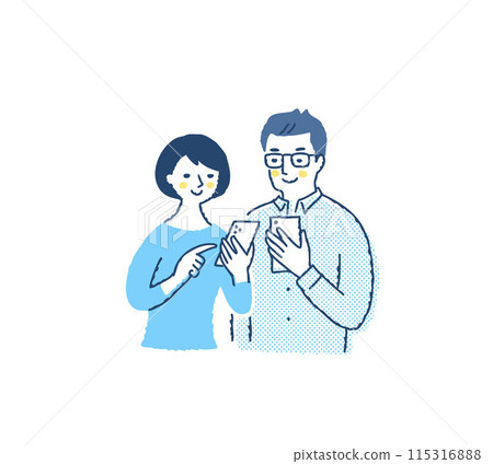 Couple operating a smartphone 115316888