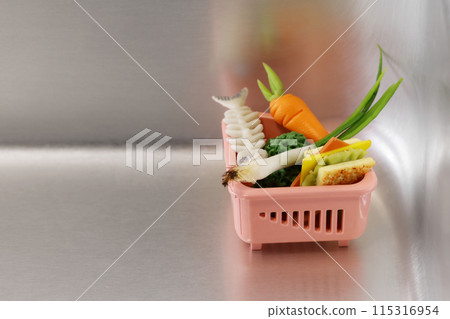 Miniature, triangular corner, household food waste image 115316954