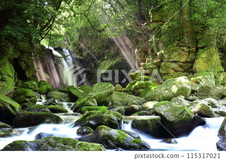 [Kumamoto Prefecture] The light beams of Meoto Falls 115317021