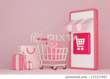 Online shopping cell phone 3D image 115317067