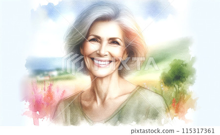 Woman watercolor painting 115317361