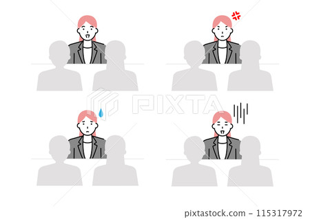 Facial expression variation illustration of a woman in a suit having a meeting with a client Facial expression variation illustration of a woman in a suit having a meeting with a client 115317972