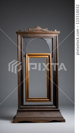 An empty picture frame hangs on the wall. Mock up. 115318032