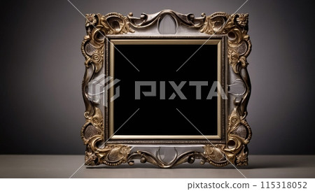 An empty picture frame hangs on the wall. Mock up. An empty picture frame hangs on the wall. Mock up. 115318052