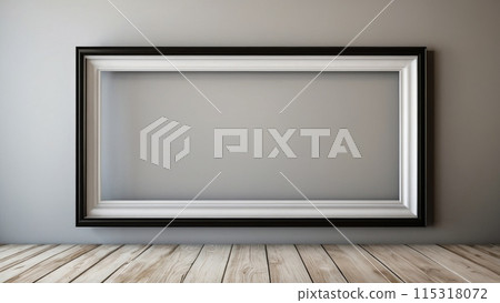 An empty picture frame hangs on the wall. Mock up. An empty picture frame hangs on the wall. Mock up. 115318072