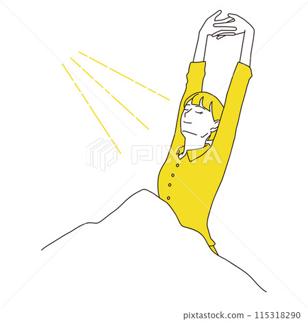 一個女人在早晨的陽光下舒適地醒來的插圖 一個女人在早晨的陽光下舒適地醒來的插圖 115318290