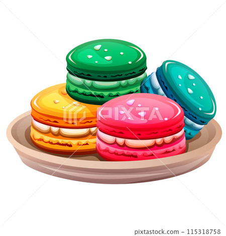 colorful rainbow macaroons delicious sweets 115318758