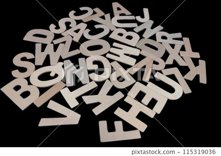 English alphabet on black background 115319036