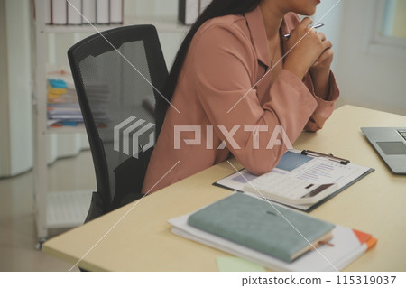 Business Documents, Auditor businesswoman checking searching document legal prepare paperwork or report for analysis TAX time,accountant Documents data contract partner deal in workplace office 115319037