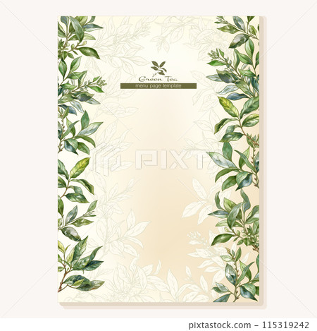 Green tea branch with leaves Green tea branch with leaves 115319242