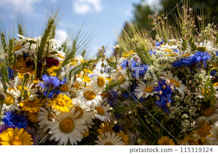 Bouquet of wildflowers in summer. High quality photo. Ligo. Latvia 115319324