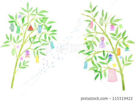 七夕裝飾背景手繪水彩 115319422