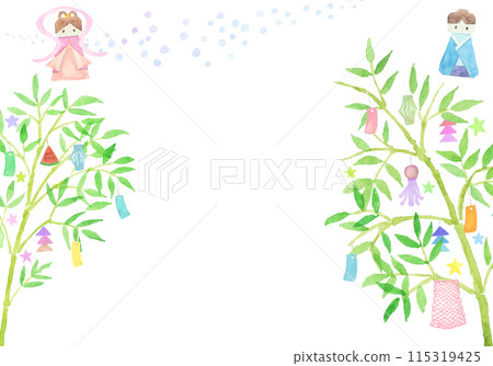Tanabata decoration background hand-painted with watercolors 115319425