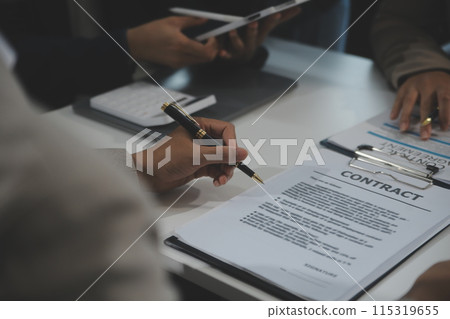Judge gavel with Justice lawyers having team meeting at law firm background. Concepts of Law and Legal services. Judge gavel with Justice lawyers having team meeting at law firm background. Concepts of Law and Legal services. 115319655