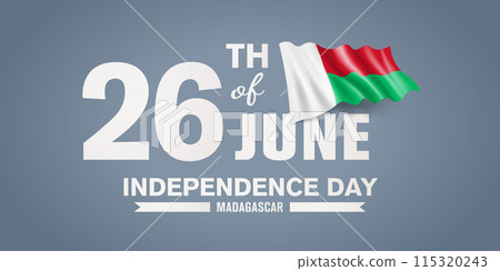 Madagascar happy independence day greeting card, banner with template text vector illustration Madagascar happy independence day greeting card, banner with template text vector illustration 115320243