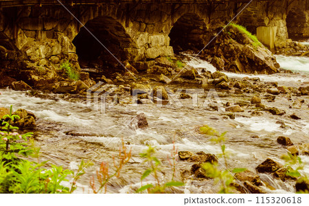Bridge stone arch and river 115320618