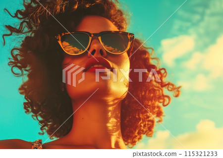 Sultry Sunset Stare: Latin Woman's View 115321233
