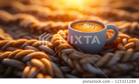 Cozy Coffee Moment: Warm Sunrise Lighting Cozy Coffee Moment: Warm Sunrise Lighting 115321299