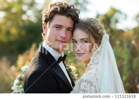Romantic Couple Embracing in Daylight Splendor 115321639