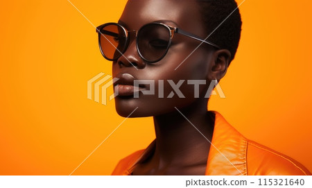 Black Female Model in Trendy Eyeglasses 115321640