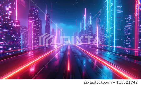Urban Skylines: Speeding Through the Neon Nights 115321742