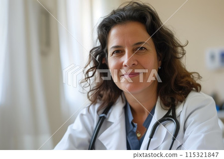 Confident Brazilian Female Doctor in Professional Pose 115321847