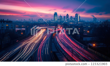 Dusk Delight: Traffic Trails and Urban Tranquility Dusk Delight: Traffic Trails and Urban Tranquility 115321903