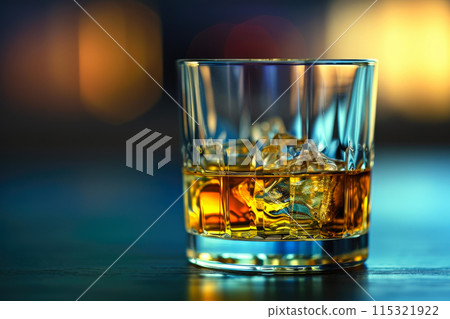 Elevated Elegance: Whiskey in a Crystal Glass 115321922