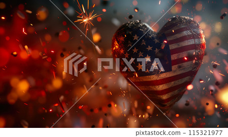 Patriotic Heartburst: American Flag Elegance Patriotic Heartburst: American Flag Elegance 115321977