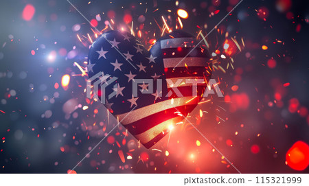 USA Celebration Emblem: Heartwarming Fireworks 115321999