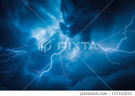 Flash Flood: Intense Lightning Strikes in the Stormy Sky Flash Flood: Intense Lightning Strikes in the Stormy Sky 115322032