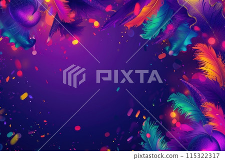 Bright and Festive: Mardi Gras Banner with Empty Copy Space Bright and Festive: Mardi Gras Banner with Empty Copy Space 115322317