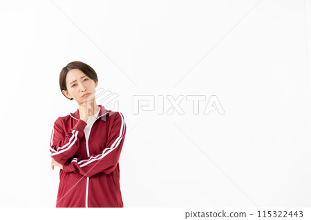 Woman in a jersey worries 115322443