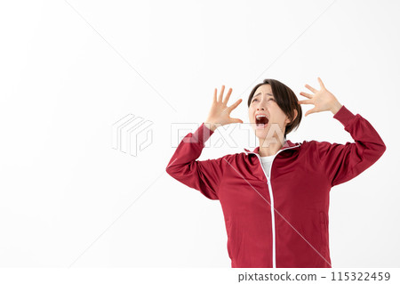 穿球衣的女人擔心恐慌 115322459