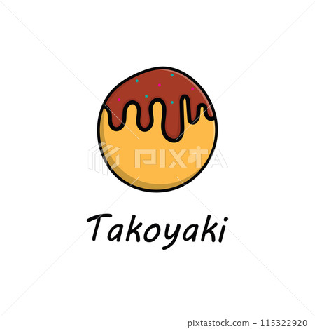 Takoyaki Logo Flat Design Vector Illustration 115322920