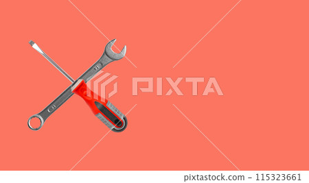 Repair tools and equipment for industrial work. Includes pliers, screwdrivers, and wrenches. 115323661