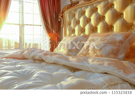 Luxurious Golden Bedroom at Sunrise Luxurious Golden Bedroom at Sunrise 115323838