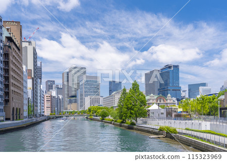View of Nakanoshima from Naniwa Bridge (Lion Bridge) 115323969