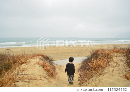 Toddler heading to the sea 115324562