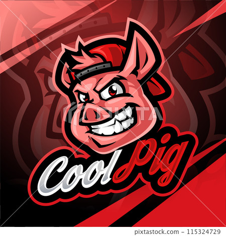 Cool pig head esport mascot logo design 115324729